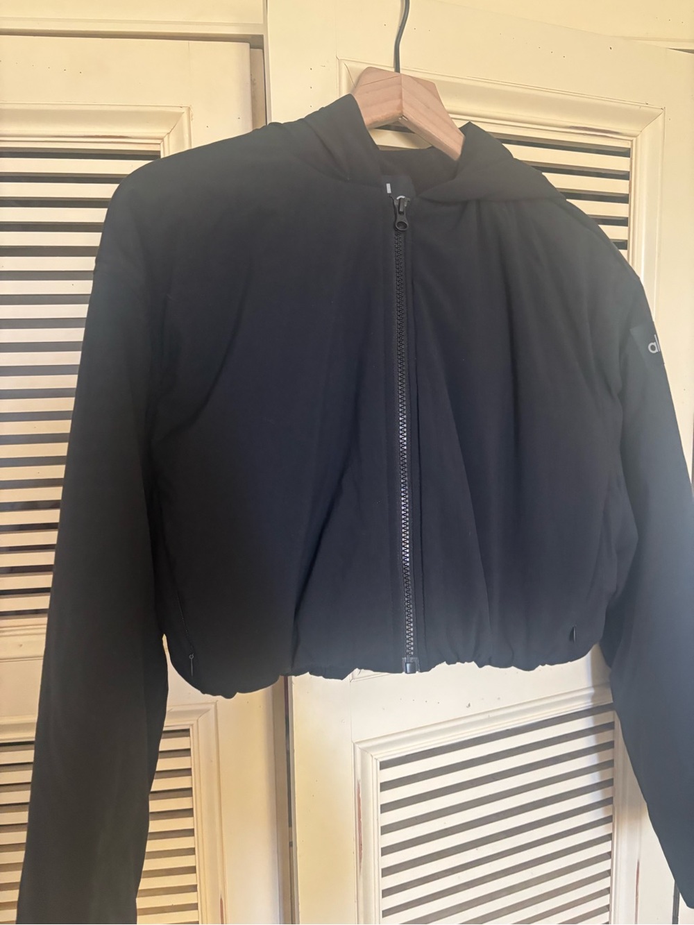 ALO Yoga Women's Black Hooded Bomber Jacket
